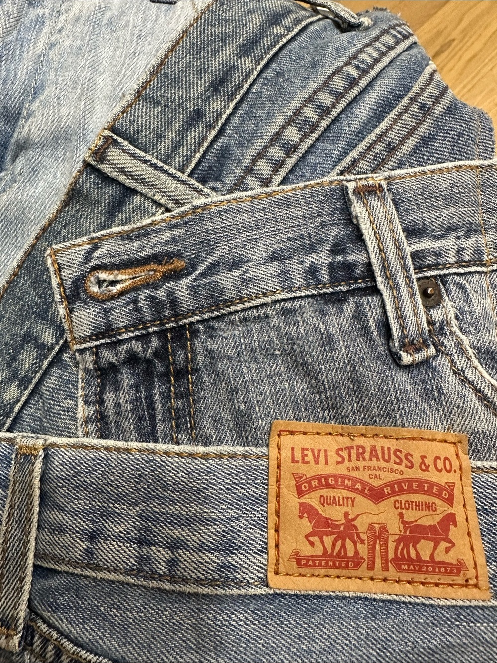 Levi's reworked patchwork Blue Denim Skirt - Picture 4 of 8